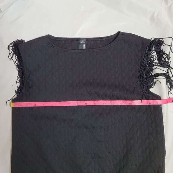 YIGAL x DESIGN LAB black fringe quilted sleeveless goth minimalist tank top XS - Picture 9 of 9